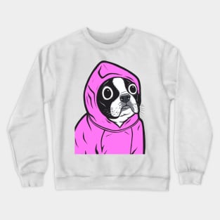 Pink Boston Terrier Hoodie Crewneck Sweatshirt